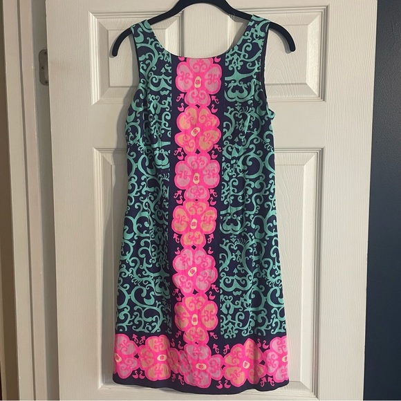 Lilly Pulitzer Hopping Delia Strapless Dress Hot Pink Blue Aqua - Picture 5 of 16